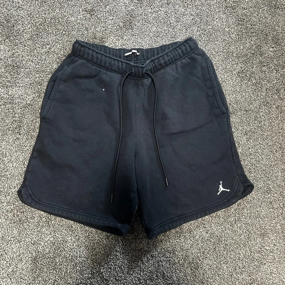 Jordan Fleece Shorts Mens M Black Excellent Embroidered Jumpman Drawstring